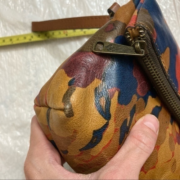 Patricia nash brown painted leather wristlet clutch bag
